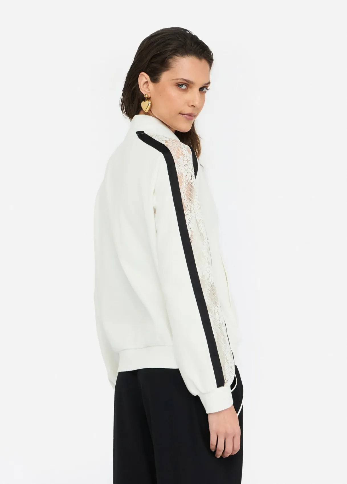 Liu Jo Sweat-shirt en coton avec dentelle|Femme Sweat-Shirts|Vêtements De Sport