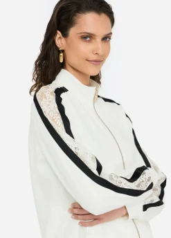 Liu Jo Sweat-shirt en coton avec dentelle|Femme Sweat-Shirts|Vêtements De Sport