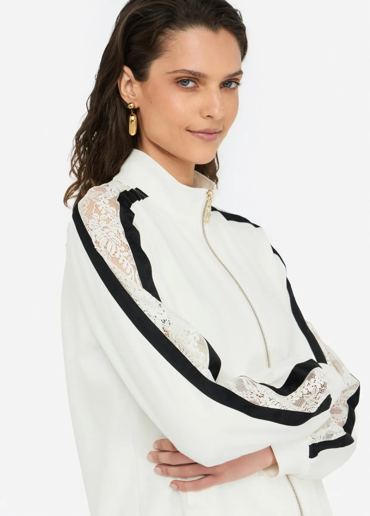 Liu Jo Sweat-shirt en coton avec dentelle|Femme Sweat-Shirts|Vêtements De Sport