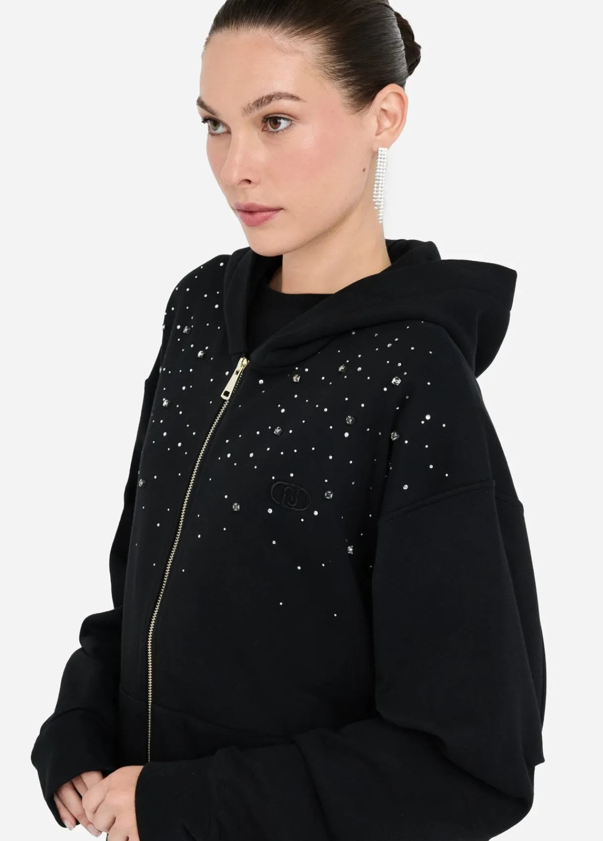 Liu Jo Sweat-shirt en coton avec strass|Femme Sweat-Shirts