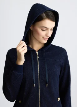 Liu Jo Sweat-shirt en lurex® avec fermeture éclair|Femme Sweat-Shirts|Vêtements De Sport
