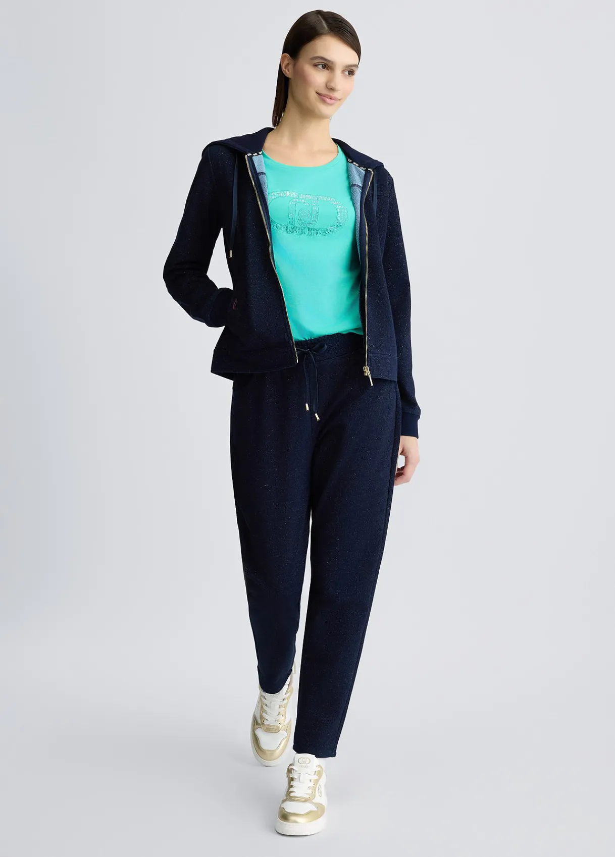 Liu Jo Sweat-shirt en lurex® avec fermeture éclair|Femme Sweat-Shirts|Vêtements De Sport
