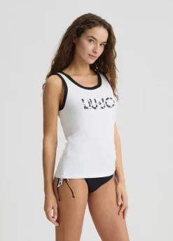 Liu Jo Top avec logo et perles|Femme Mode Plage|T-Shirts Et Tops