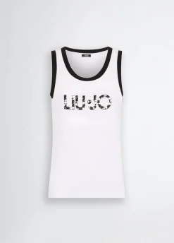 Liu Jo Top avec logo et perles|Femme Mode Plage|T-Shirts Et Tops