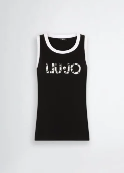 Liu Jo Top avec logo et perles|Femme Mode Plage|T-Shirts Et Tops