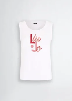 Liu Jo Top avec logo et strass|Femme Mode Plage|T-Shirts Et Tops