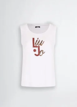 Liu Jo Top avec logo et strass|Femme Mode Plage|T-Shirts Et Tops