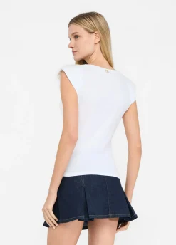 Liu Jo Top en coton avec strass|Femme T-Shirts Et Tops