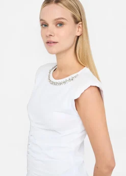 Liu Jo Top en coton avec strass|Femme T-Shirts Et Tops