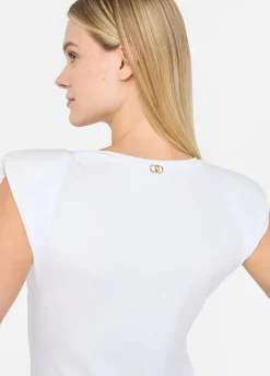 Liu Jo Top en coton avec strass|Femme T-Shirts Et Tops