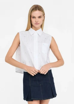 Liu Jo Top en coton avec strass|Femme Chemises Et Blouses