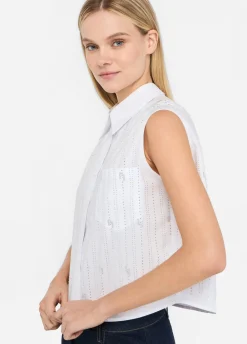 Liu Jo Top en coton avec strass|Femme Chemises Et Blouses