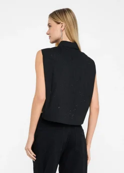 Liu Jo Top en coton avec strass|Femme Chemises Et Blouses