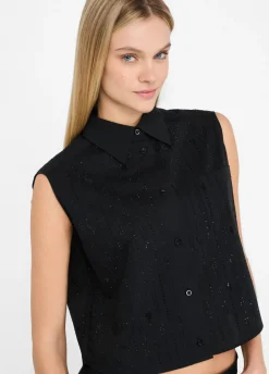Liu Jo Top en coton avec strass|Femme Chemises Et Blouses