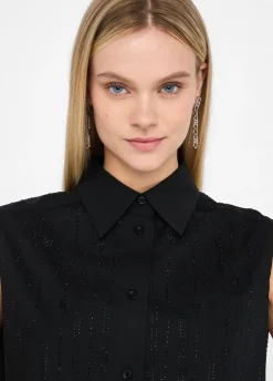 Liu Jo Top en coton avec strass|Femme Chemises Et Blouses