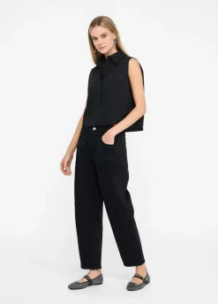 Liu Jo Top en coton avec strass|Femme Chemises Et Blouses