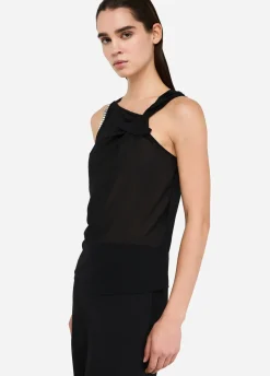 Liu Jo Top en coton et georgette|Femme T-Shirts Et Tops