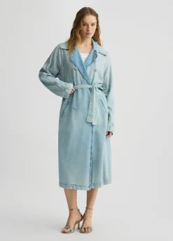 Liu Jo Trench-coat en denim avec strass|Femme Manteaux|Vestes