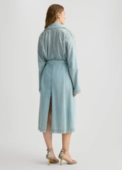Liu Jo Trench-coat en denim avec strass|Femme Manteaux|Vestes