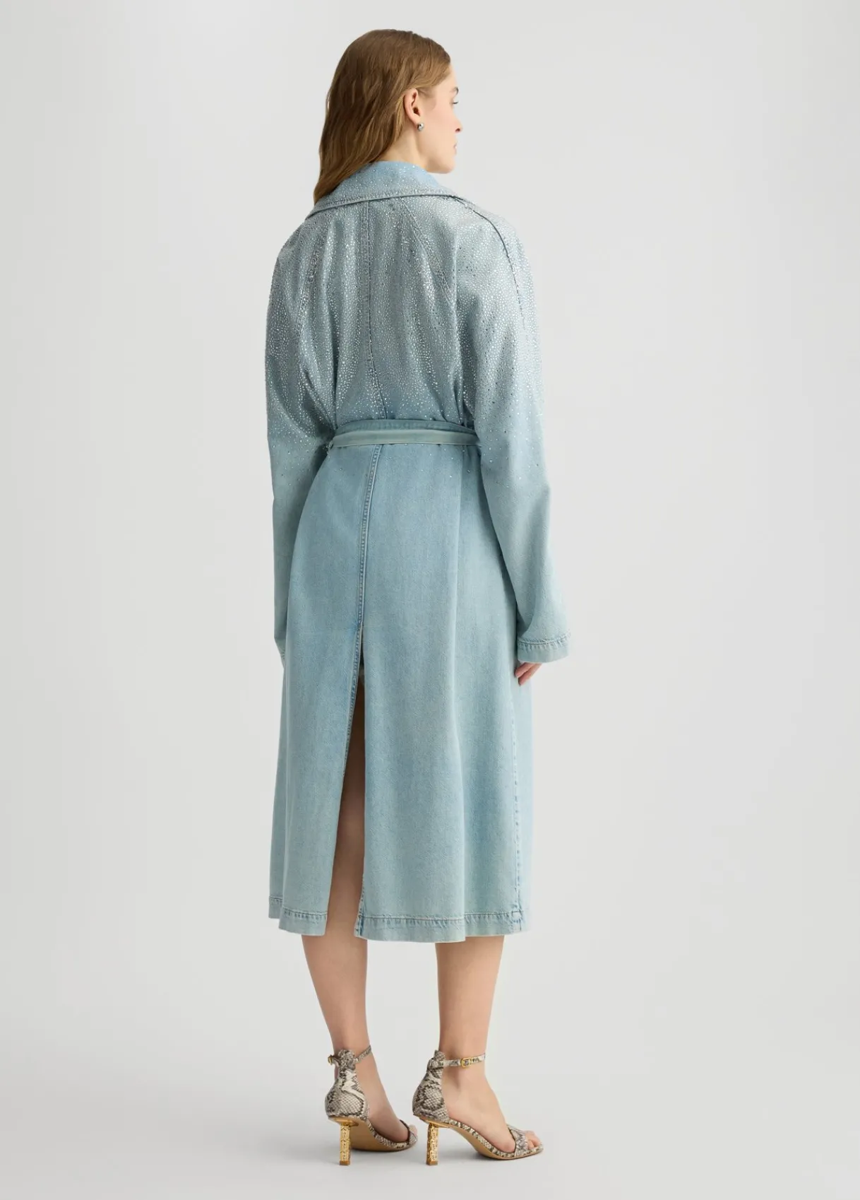 Liu Jo Trench-coat en denim avec strass|Femme Manteaux|Vestes