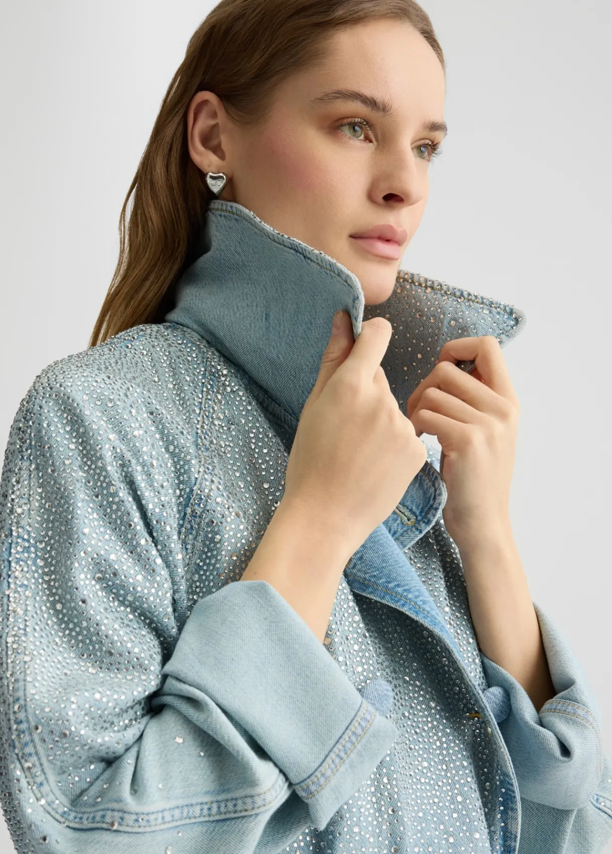 Liu Jo Trench-coat en denim avec strass|Femme Manteaux|Vestes