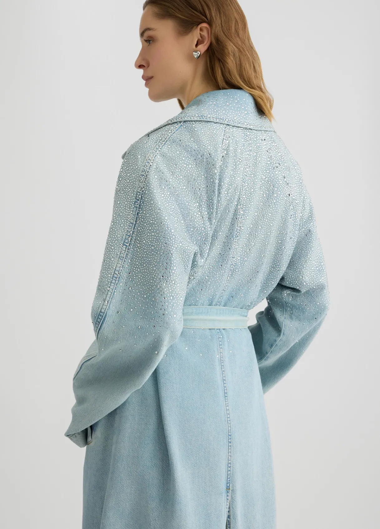 Liu Jo Trench-coat en denim avec strass|Femme Manteaux|Vestes