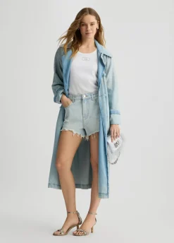 Liu Jo Trench-coat en denim avec strass|Femme Manteaux|Vestes
