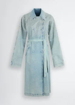 Liu Jo Trench-coat en denim avec strass|Femme Manteaux|Vestes