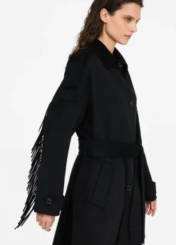 Liu Jo Trench-coat en laine avec franges|Femme Manteaux