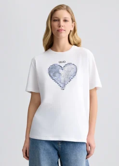 Liu Jo T-shirt avec cœur et strass|Femme T-Shirts Et Tops