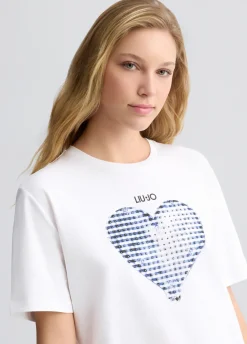 Liu Jo T-shirt avec cœur et strass|Femme T-Shirts Et Tops