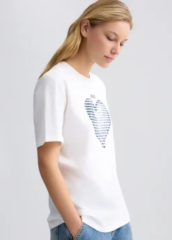 Liu Jo T-shirt avec cœur et strass|Femme T-Shirts Et Tops