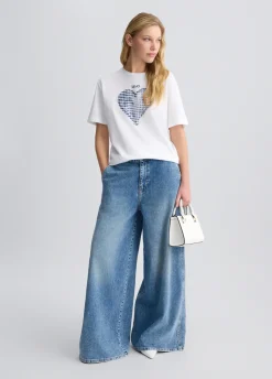 Liu Jo T-shirt avec cœur et strass|Femme T-Shirts Et Tops