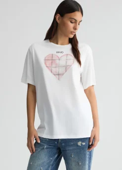 Liu Jo T-shirt avec cœur et strass|Femme T-Shirts Et Tops