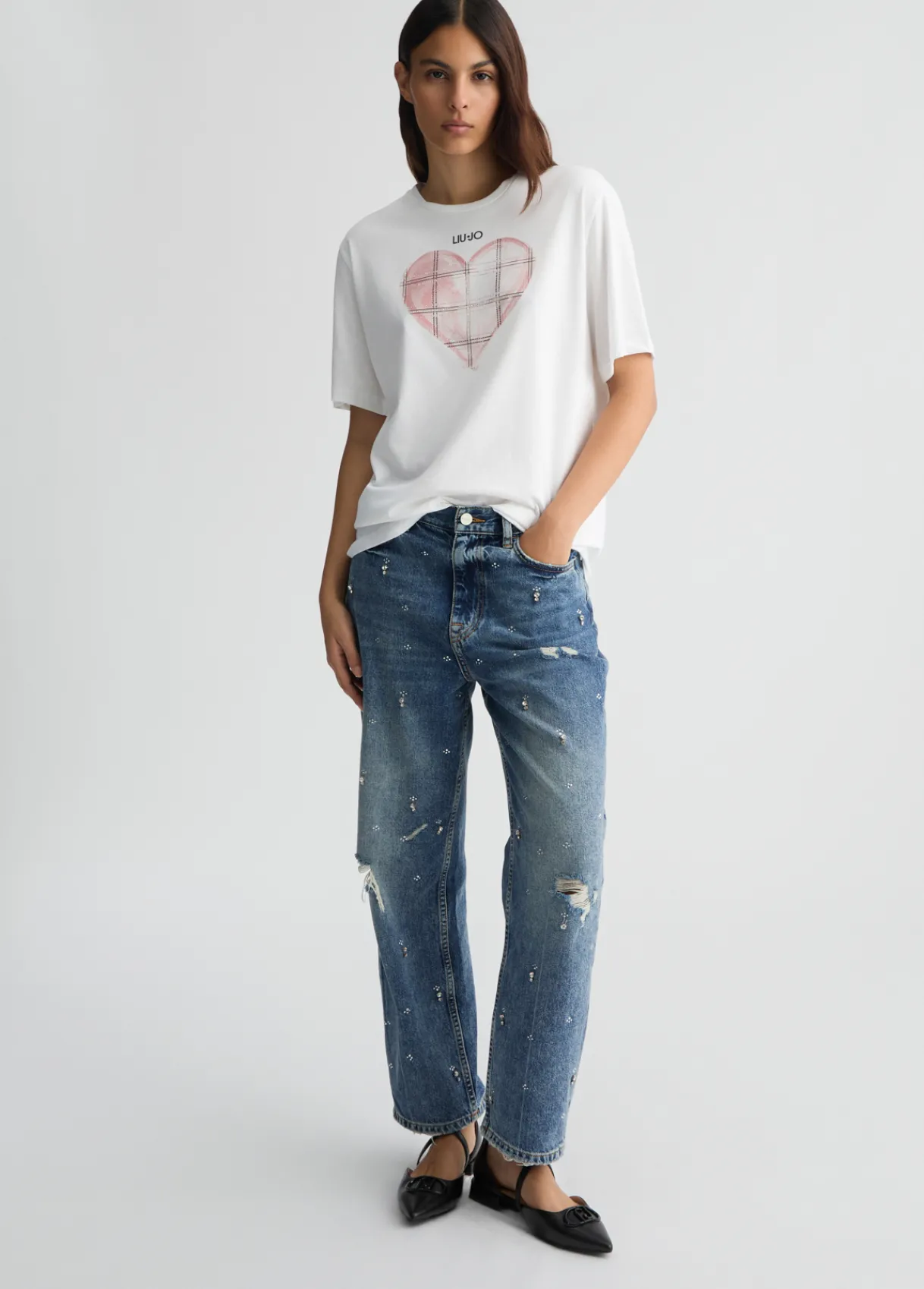 Liu Jo T-shirt avec cœur et strass|Femme T-Shirts Et Tops