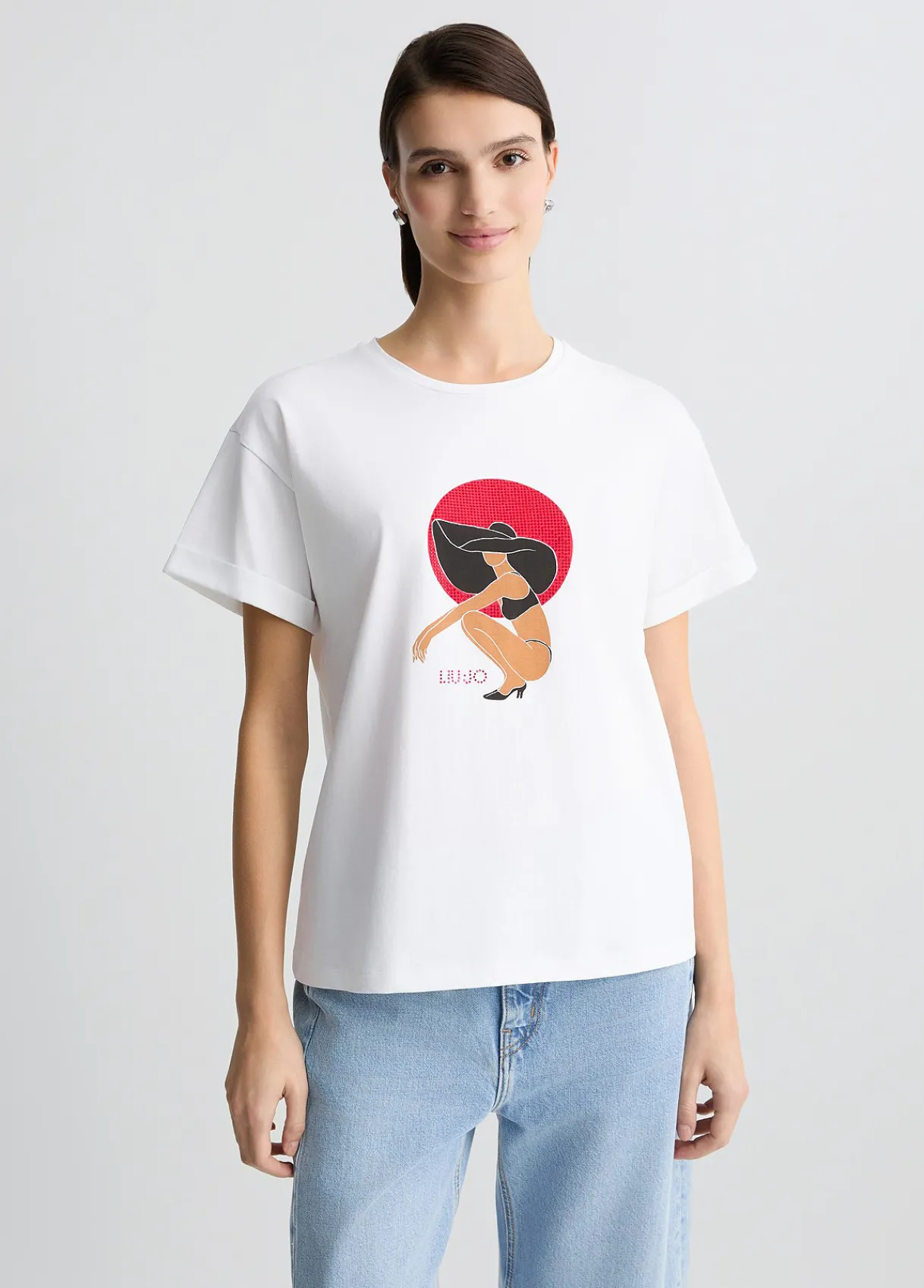 Liu Jo T-shirt avec imprimé et strass|Femme Mode Plage|T-Shirts Et Tops