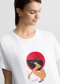 Liu Jo T-shirt avec imprimé et strass|Femme Mode Plage|T-Shirts Et Tops