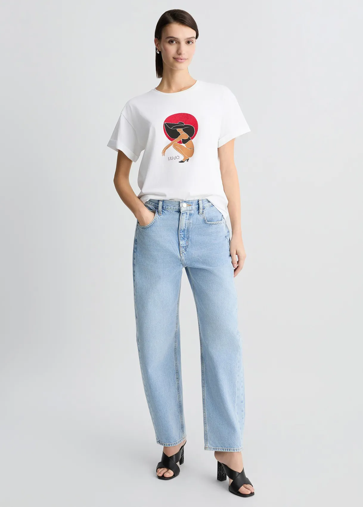 Liu Jo T-shirt avec imprimé et strass|Femme Mode Plage|T-Shirts Et Tops