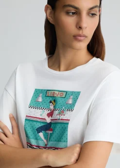 Liu Jo T-shirt avec imprimé et strass|Femme T-Shirts Et Tops