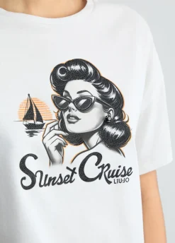 Liu Jo T-shirt avec imprimé et strass|Femme T-Shirts Et Tops
