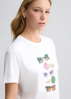 Liu Jo T-shirt avec imprimé et strass|Femme T-Shirts Et Tops