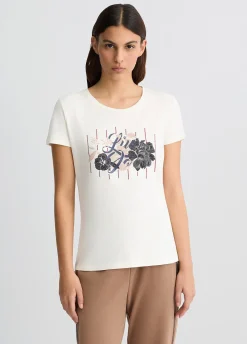 Liu Jo T-shirt avec logo à fleurs et strass|Femme Vêtements De Sport|T-Shirts Et Tops