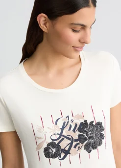 Liu Jo T-shirt avec logo à fleurs et strass|Femme Vêtements De Sport|T-Shirts Et Tops