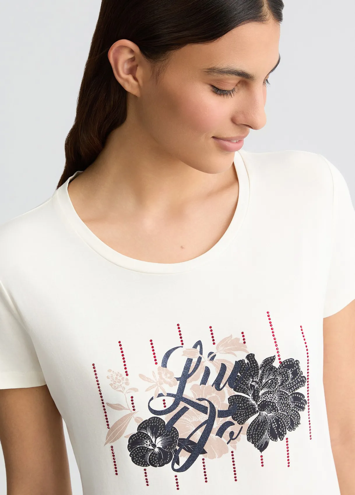 Liu Jo T-shirt avec logo à fleurs et strass|Femme Vêtements De Sport|T-Shirts Et Tops