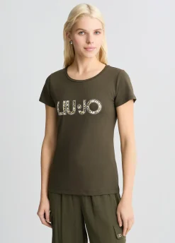 Liu Jo T-shirt avec logo et strass|Femme Mode Plage|T-Shirts Et Tops