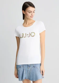 Liu Jo T-shirt avec logo et strass|Femme Mode Plage|T-Shirts Et Tops