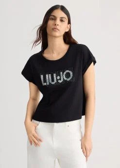 Liu Jo T-shirt avec logo et strass|Femme Mode Plage|T-Shirts Et Tops