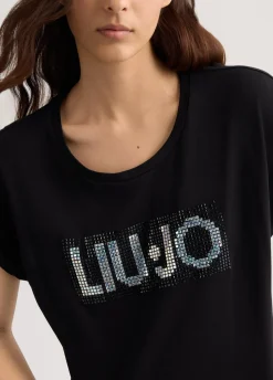 Liu Jo T-shirt avec logo et strass|Femme Mode Plage|T-Shirts Et Tops