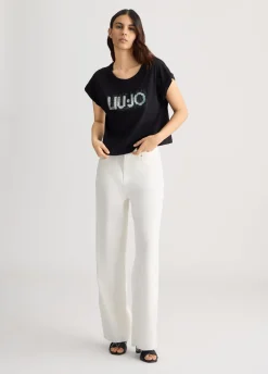 Liu Jo T-shirt avec logo et strass|Femme Mode Plage|T-Shirts Et Tops
