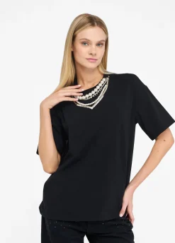 Liu Jo T-shirt avec perles et strass|Femme T-Shirts Et Tops